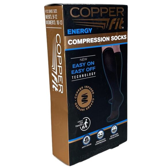 Copper Fit Energy Compression Socks Men's Size 9-12/ Women's 10-13 New In Box - Picture 7 of 7